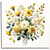 Amazon.co.jp: 風水アート イエローブーケ 絵画 水彩画風 黄色い